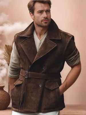 Aurum Core Genuine Suede Leather Motorcycle Vest for Men