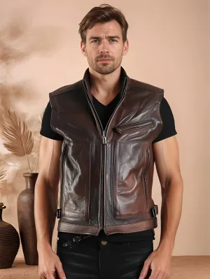 Axion Wear Genuine Leather Vest for Men
