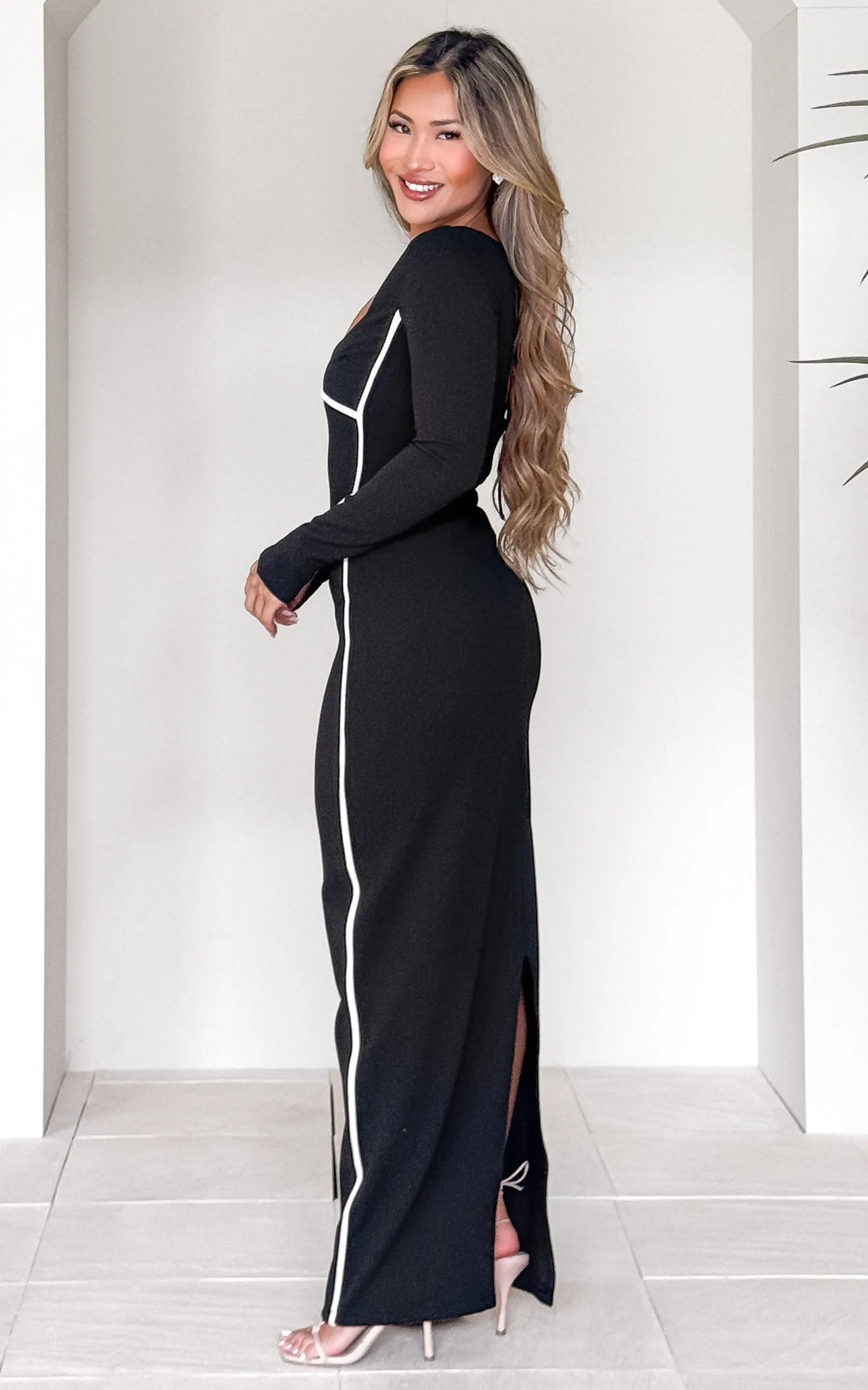 Azalea Maxi Dress - Black Beige