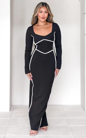 Azalea Maxi Dress - Black Beige