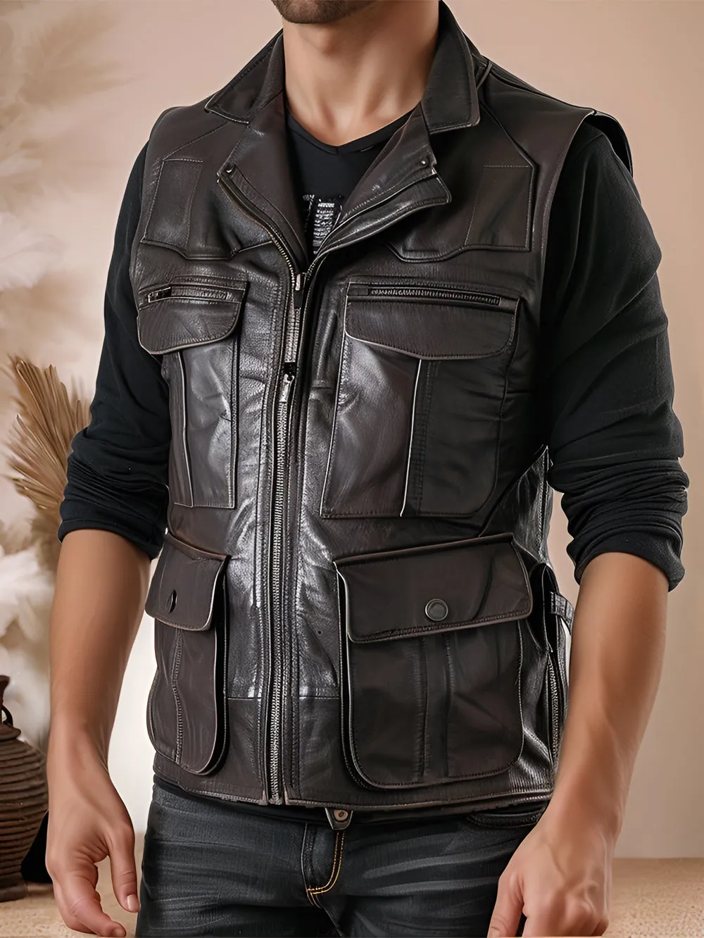 Azurebound Genuine Leather Vest for Men
