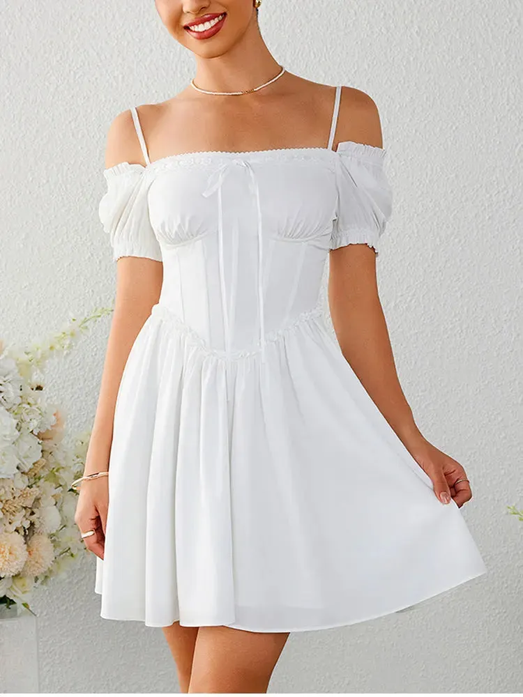 Back Lace Up Square Neck Corset Dress