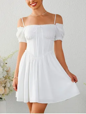 Back Lace Up Square Neck Corset Dress