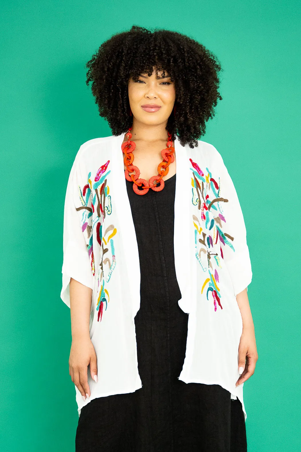 Bahama Sequinned Capelet | White