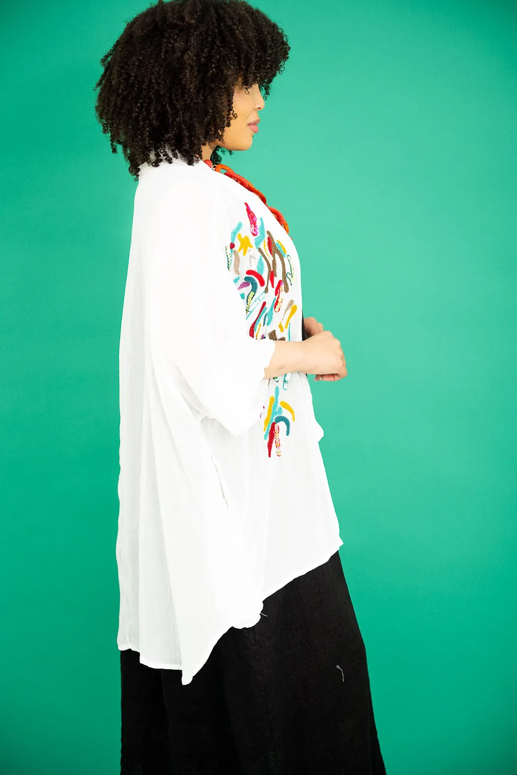 Bahama Sequinned Capelet | White