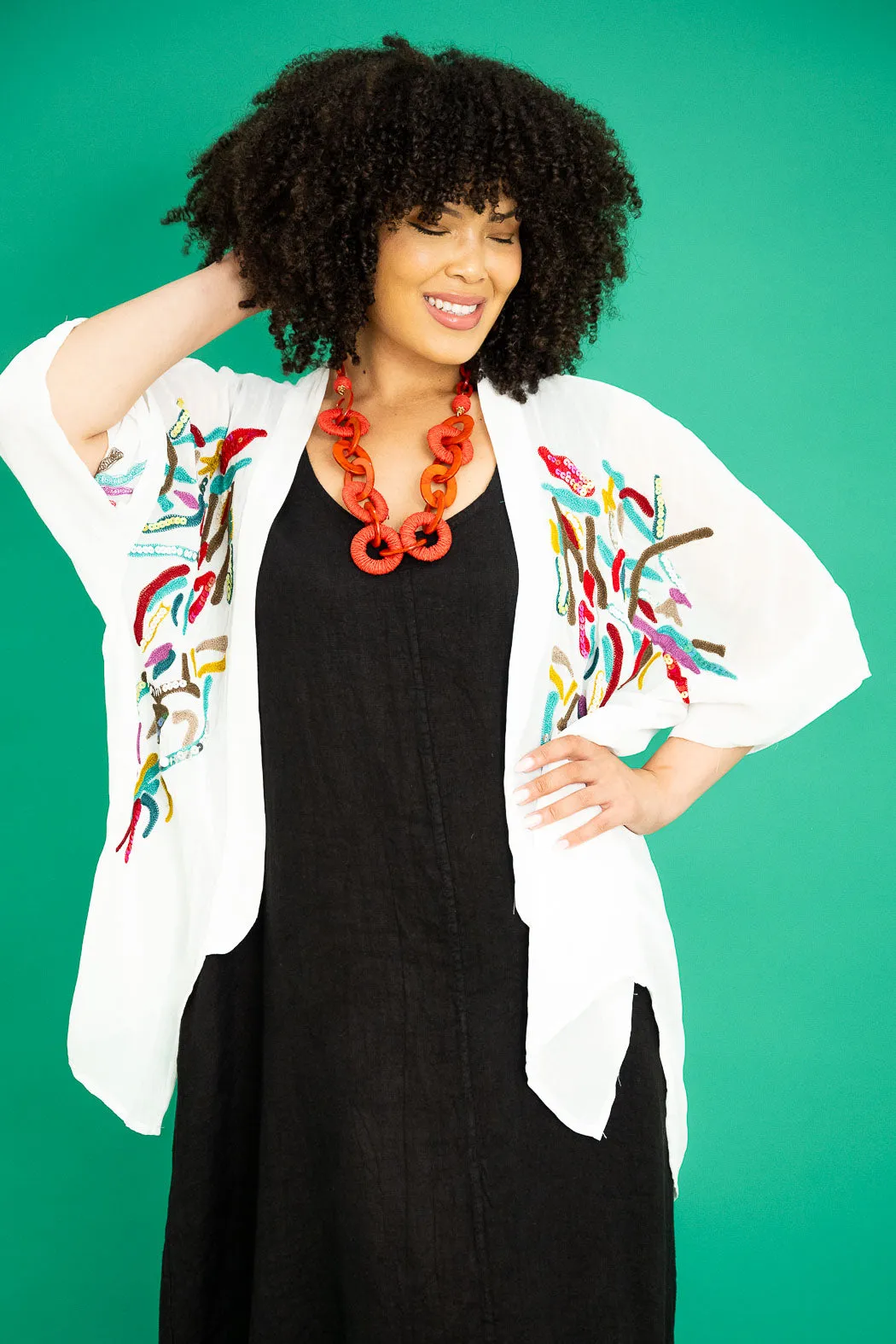 Bahama Sequinned Capelet | White