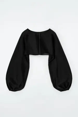 Balloon-sleeve sheer silk hybrid