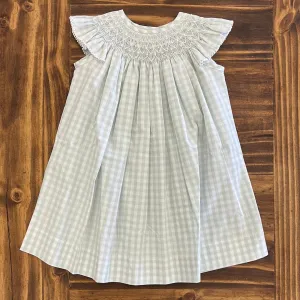 Banana Split Pastel Green Gingham Geo Bishop Dress