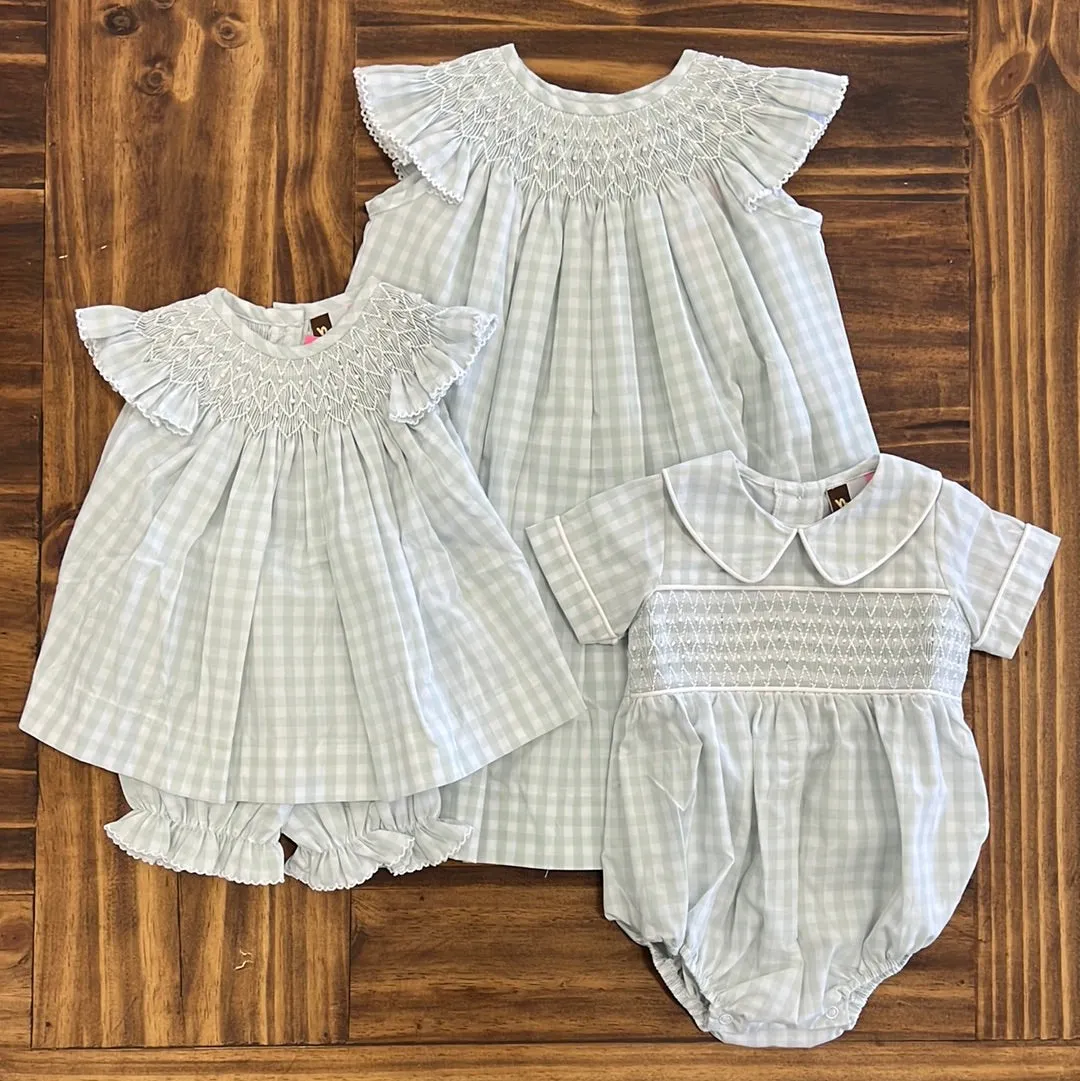 Banana Split Pastel Green Gingham Geo Bishop Dress
