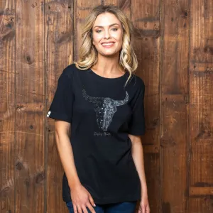Beaded Paint Skull Regular Crew Tee - Mamba