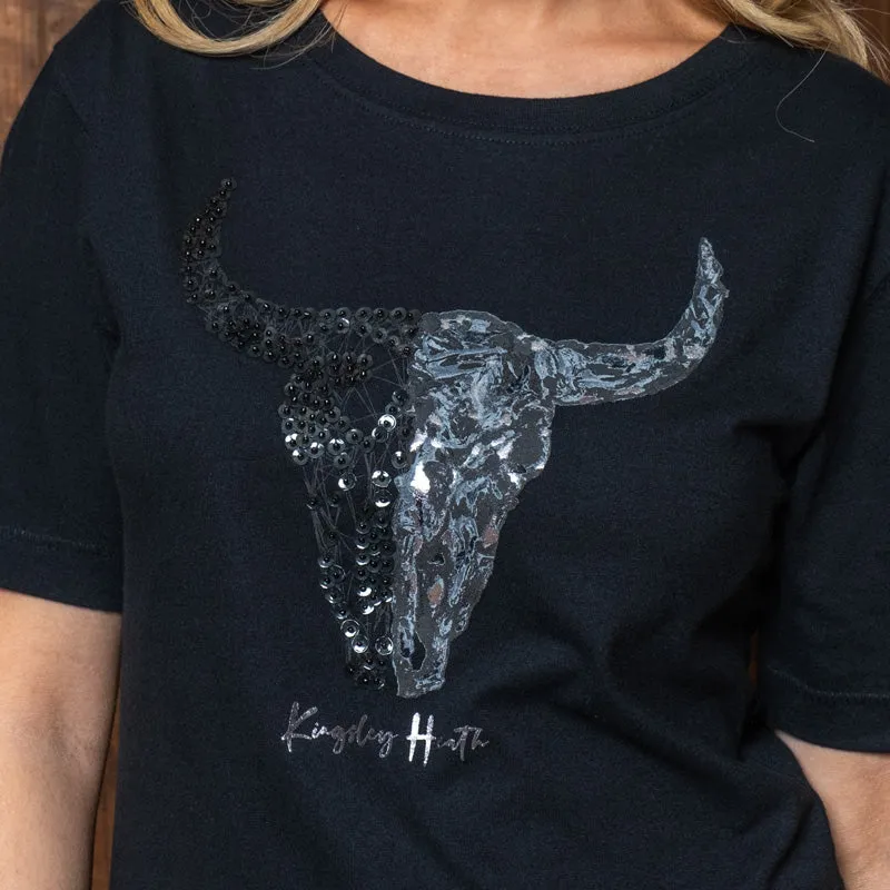 Beaded Paint Skull Regular Crew Tee - Mamba