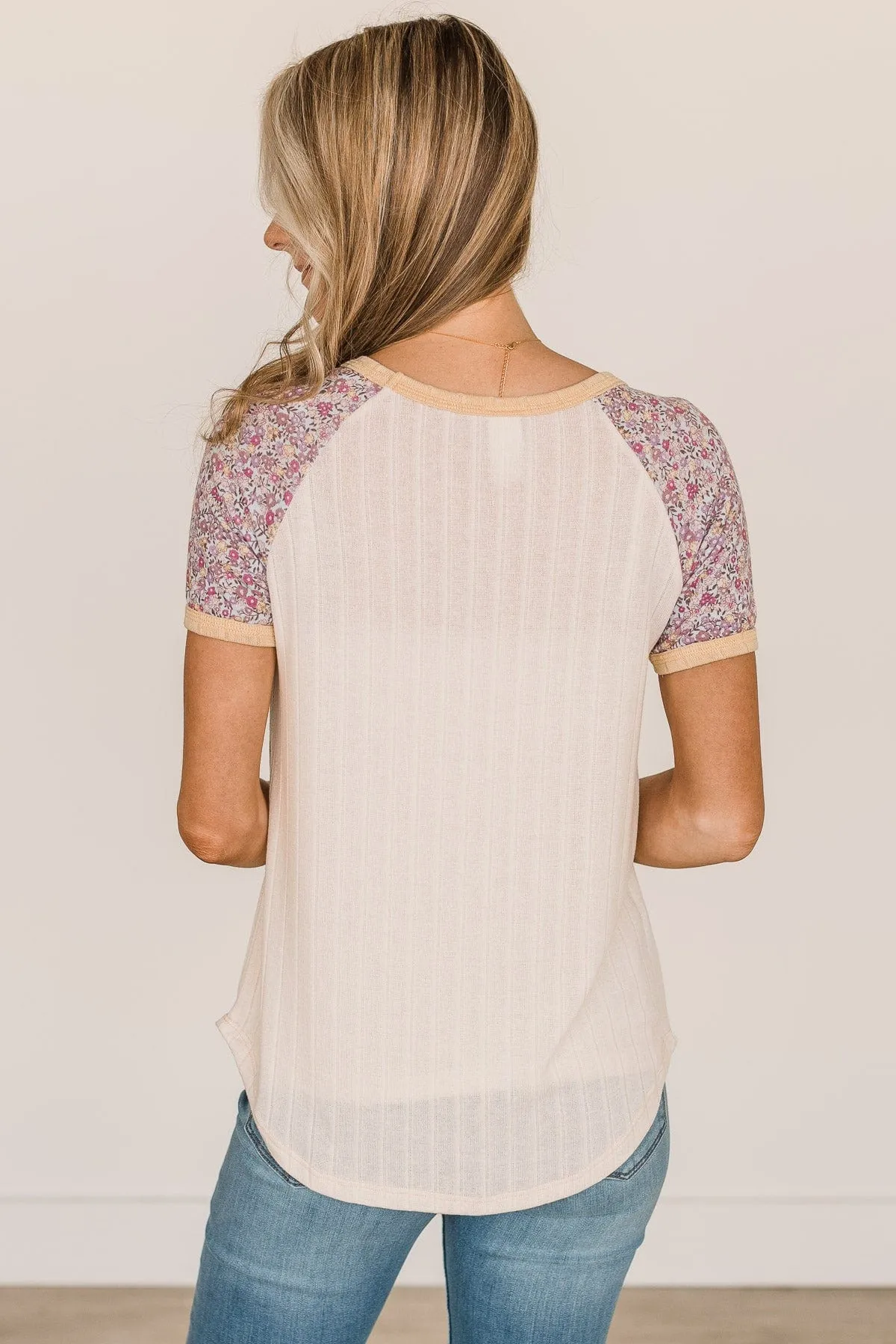 Before You Know It Knit Top- Cream & Purple