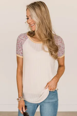 Before You Know It Knit Top- Cream & Purple