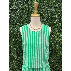 Bella Green Stripe Sleeveless Top