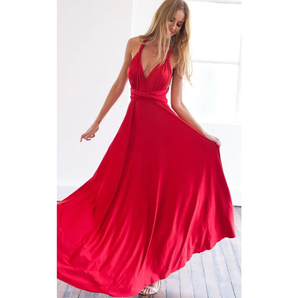 BerryBetty - Sexy Women Maxi Dress Red infinity Long Dress Multiway Bridesmaids Convertible Wrap Party Dresses Robe Longue Femme Plus Size