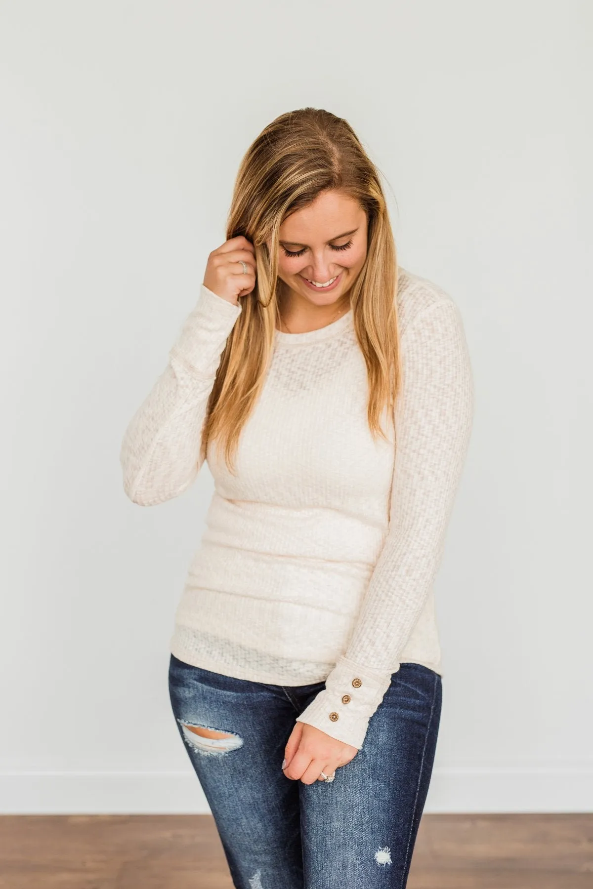 Better Than Ever Long Sleeve Knit Top- Cream