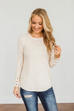 Better Than Ever Long Sleeve Knit Top- Cream