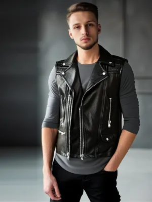 Biker's Elan Genuine Leather Vest for Men