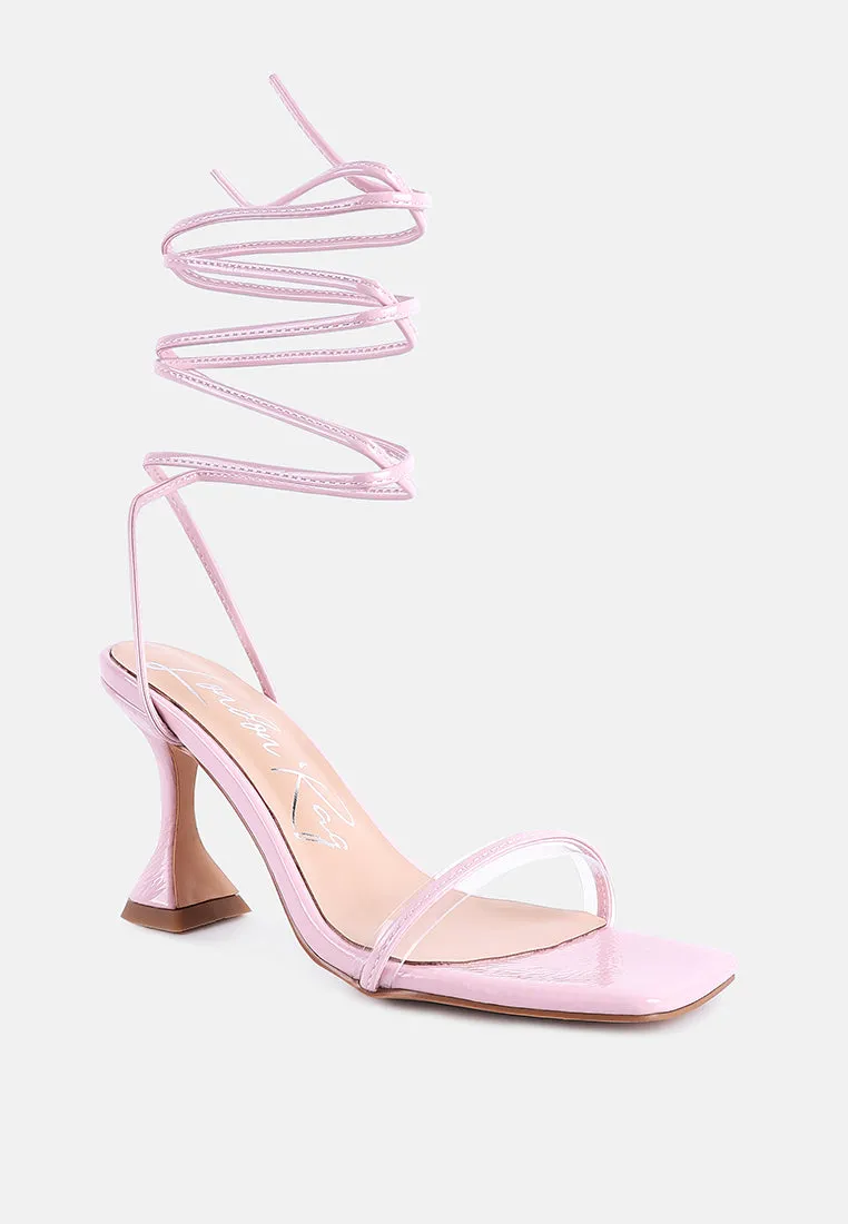 Biten Berry Spool Heel Lace Up Sandals By Ruw
