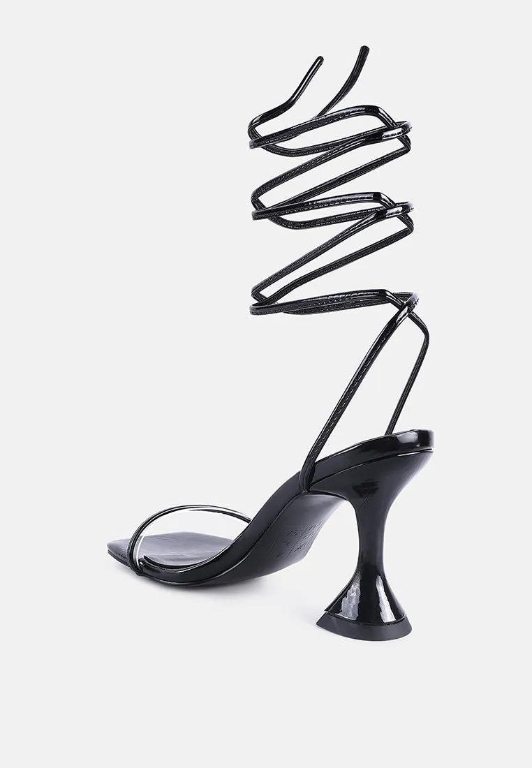 Biten Berry Spool Heel Lace Up Sandals By Ruw
