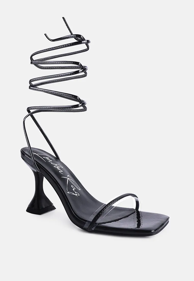 Biten Berry Spool Heel Lace Up Sandals By Ruw
