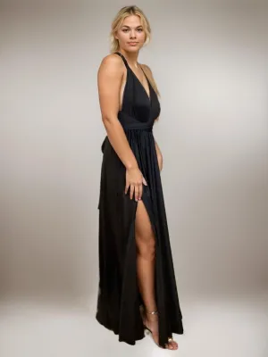 Black Convertible Infinity bridesmaid dress with Split Express NZ wide