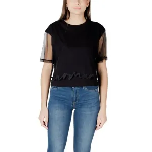Black T Shirt with Sheer Sleeves