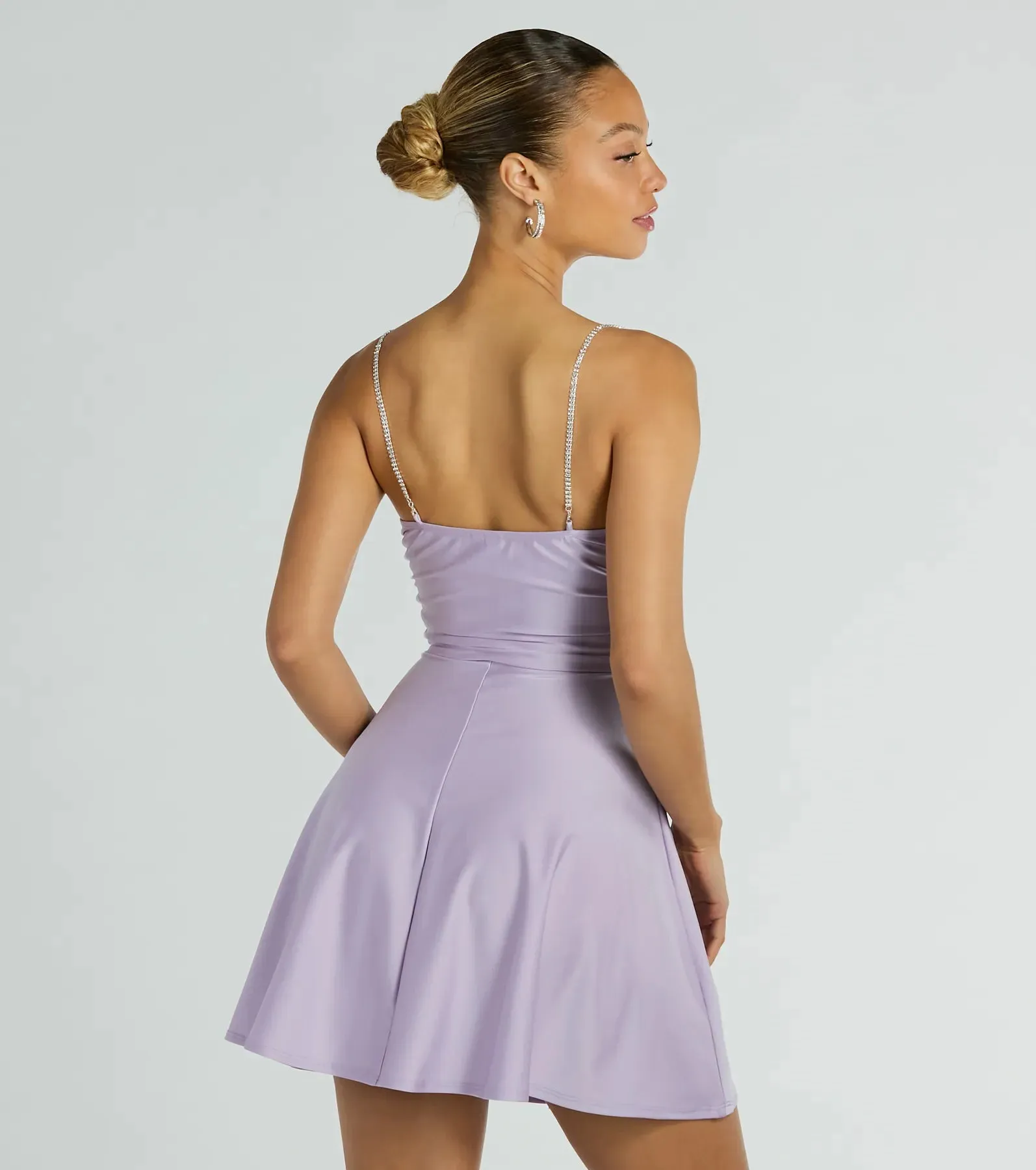 Bling Fling Satin Rhinestone Skater Dress