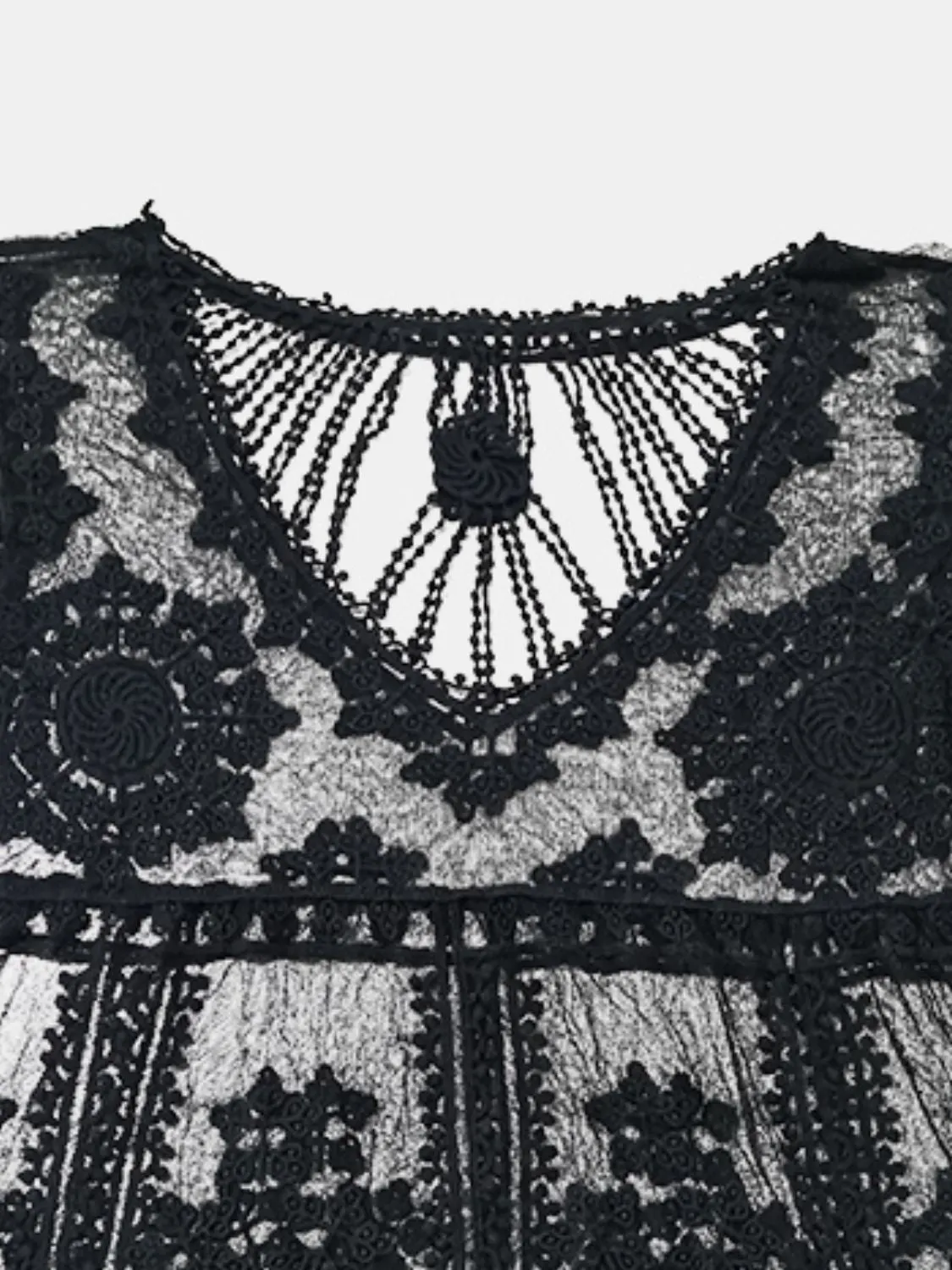 Boho Bloom Cover-Up – Lace Petal Hem Embroidered Dress