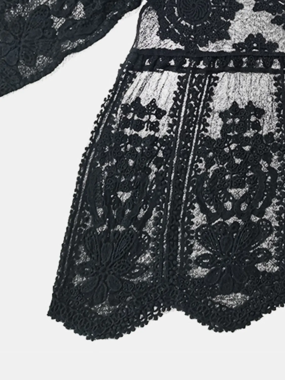 Boho Bloom Cover-Up – Lace Petal Hem Embroidered Dress