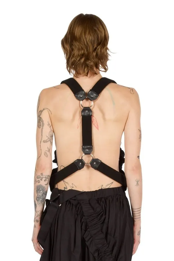 Bow-Embellished Macrame Harness Vest