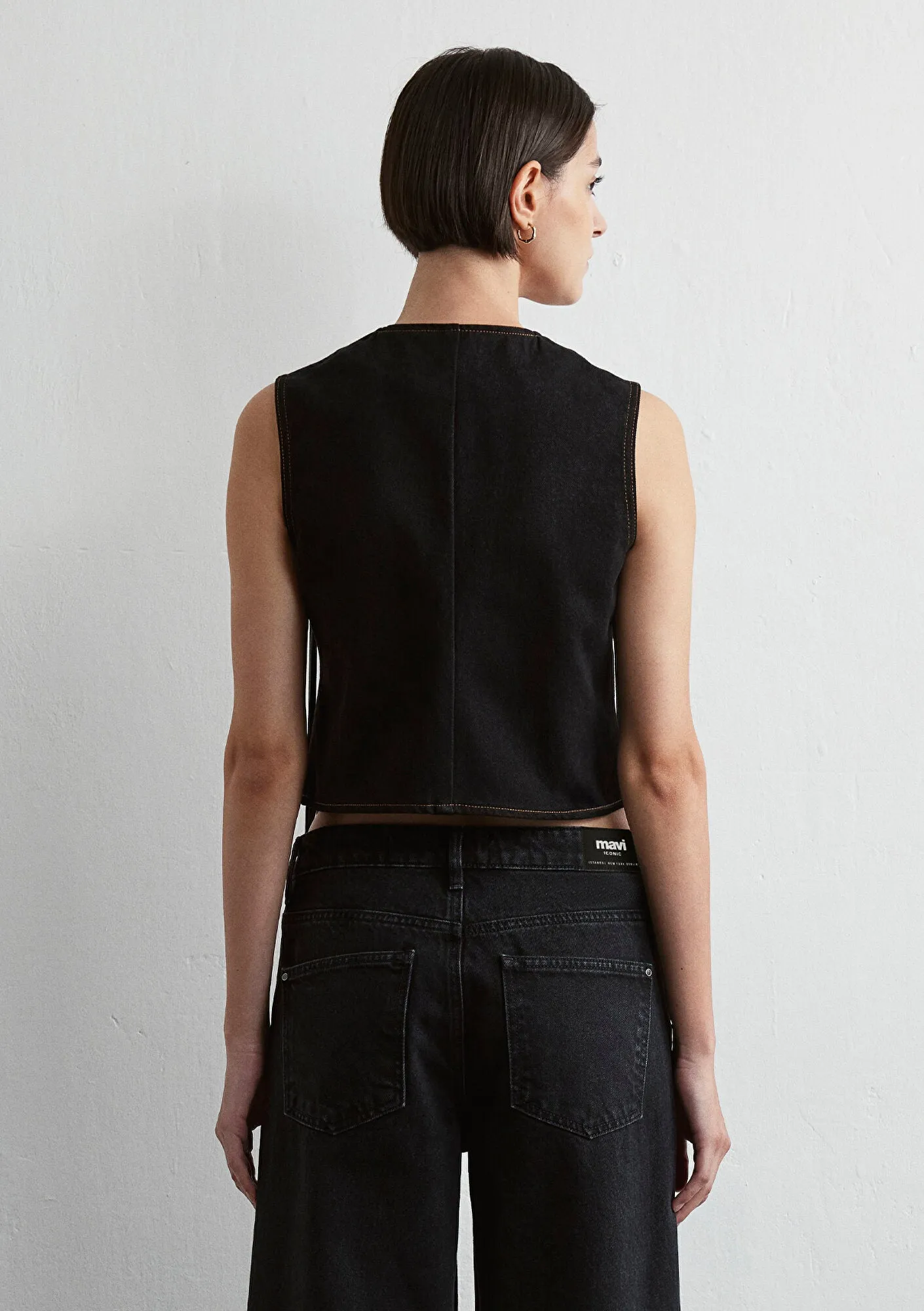 Brenna Blocking Fringe Denim  Jean Vest