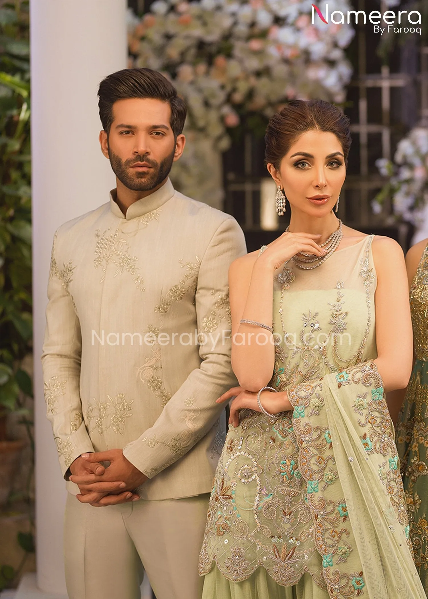 Bridal Gharara with Kameez Dress in Mint Green #BS517