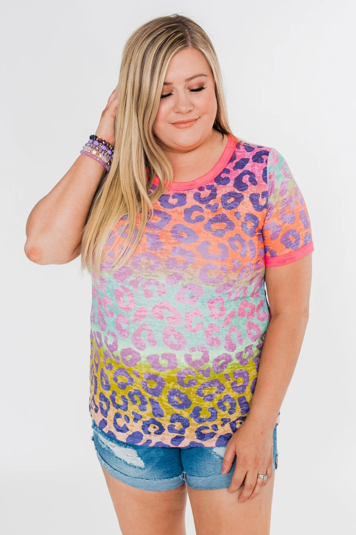 Bright & Beautiful Leopard Print Top- Multi