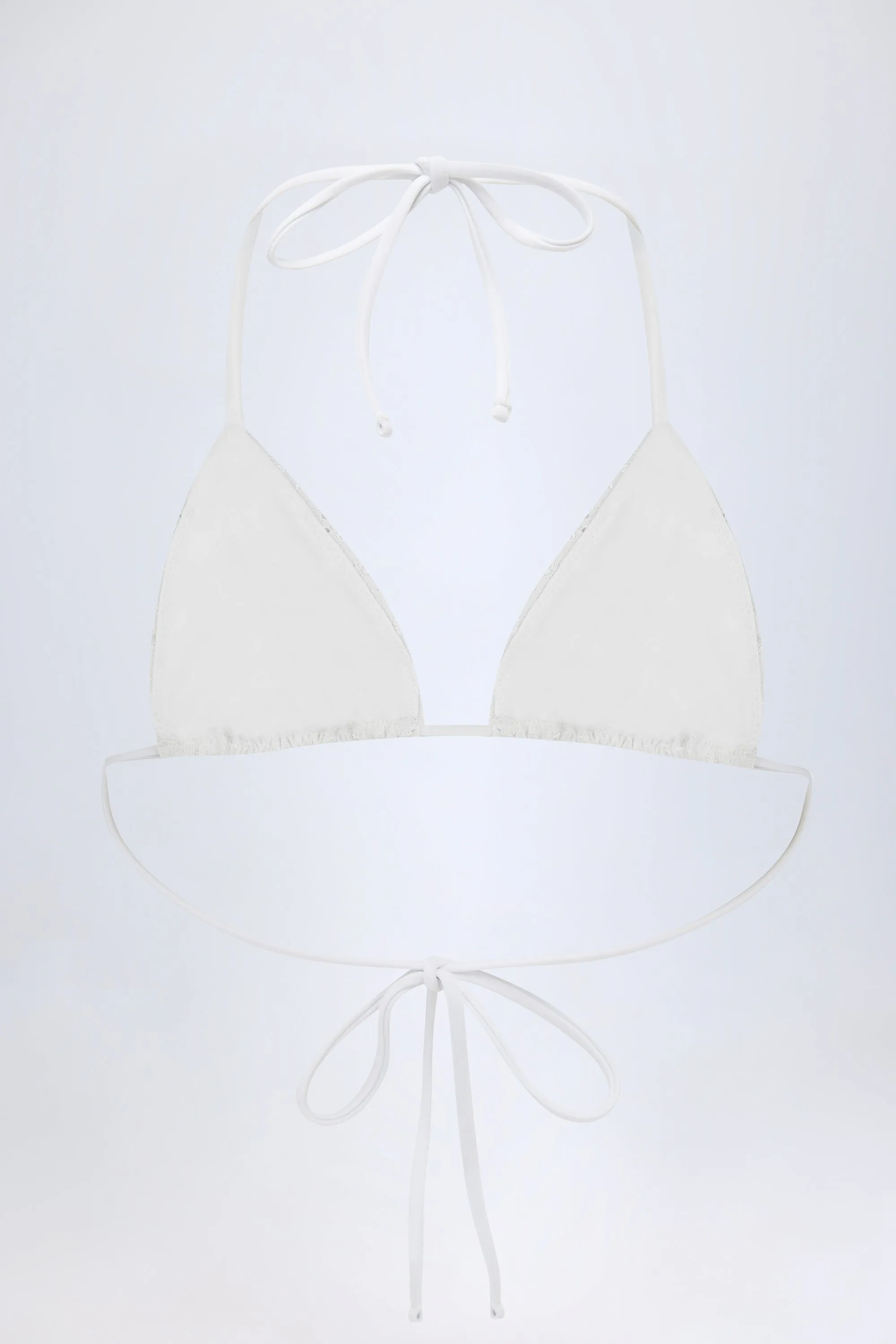 Broderie Anglaise Triangle Bikini Top in White