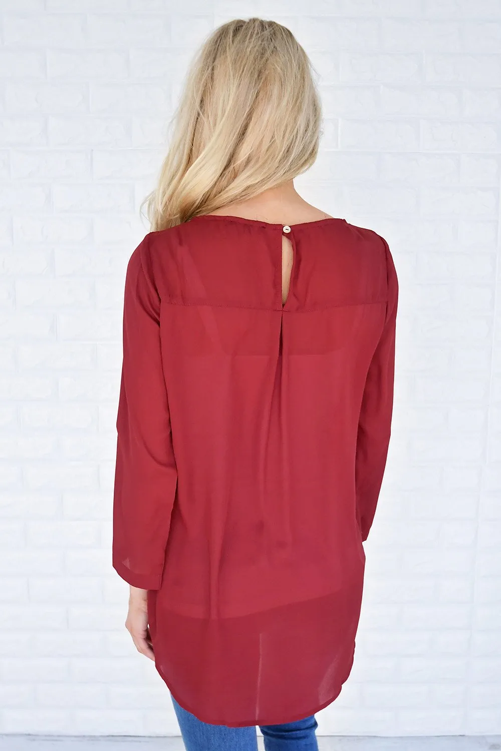 Burgundy Criss Cross Blouse