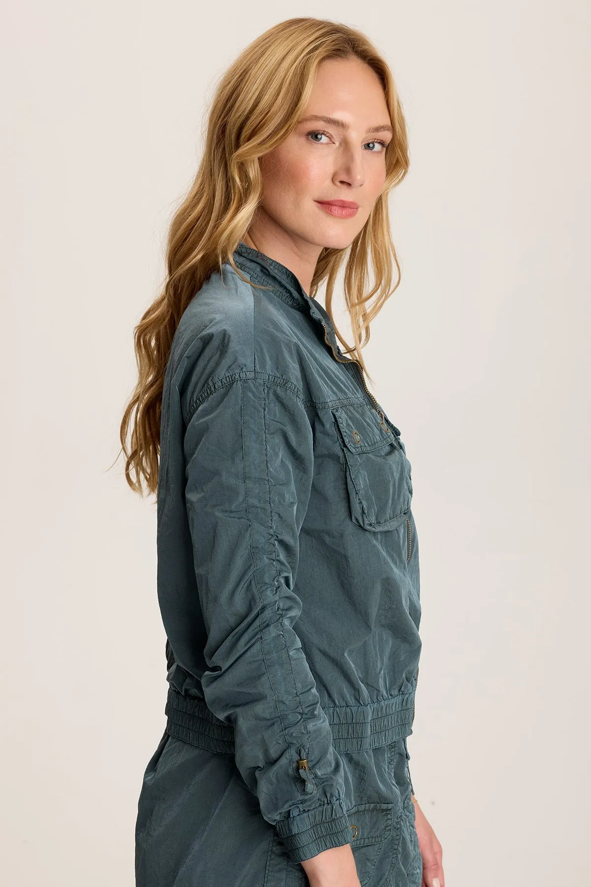 Burris Ruched Athletic Bomber Jacket