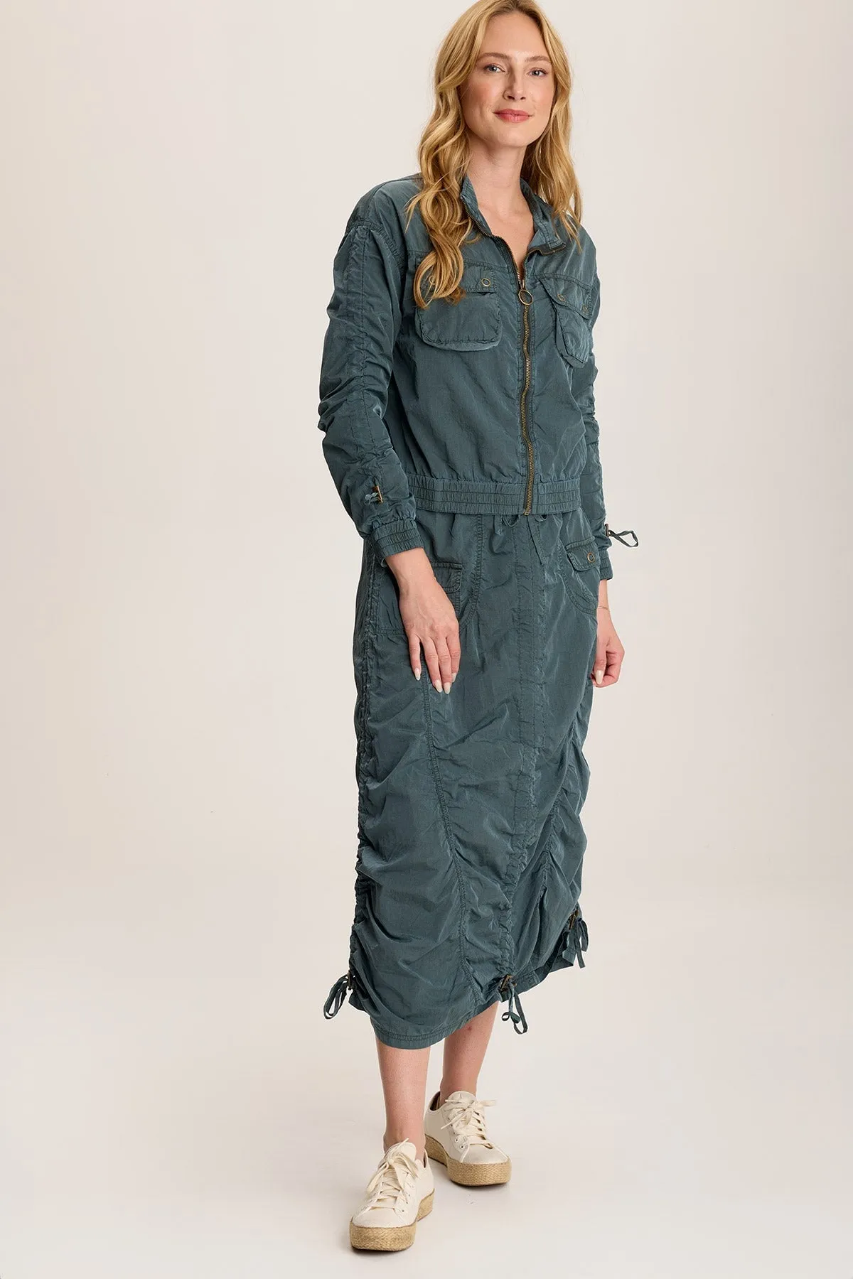 Burris Ruched Athletic Bomber Jacket