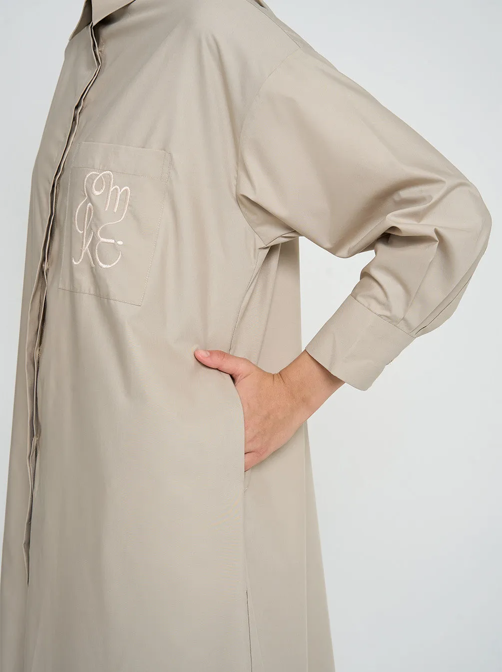 CALLA EMBROIDERY POCKET DRESS KHAKI