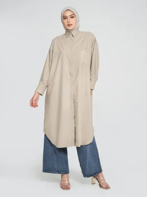 CALLA EMBROIDERY POCKET DRESS KHAKI
