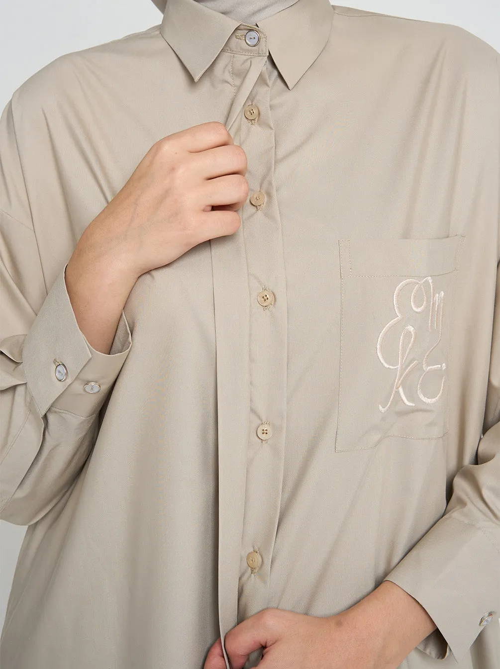 CALLA EMBROIDERY POCKET DRESS KHAKI