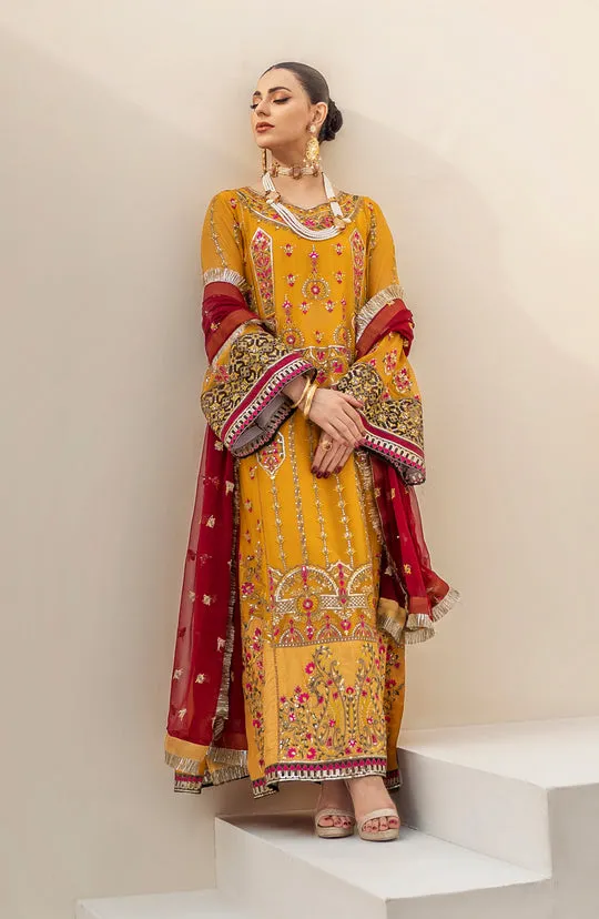 Candi Yellow Heavily Embellished Pakistani Kameez Wedding Dress