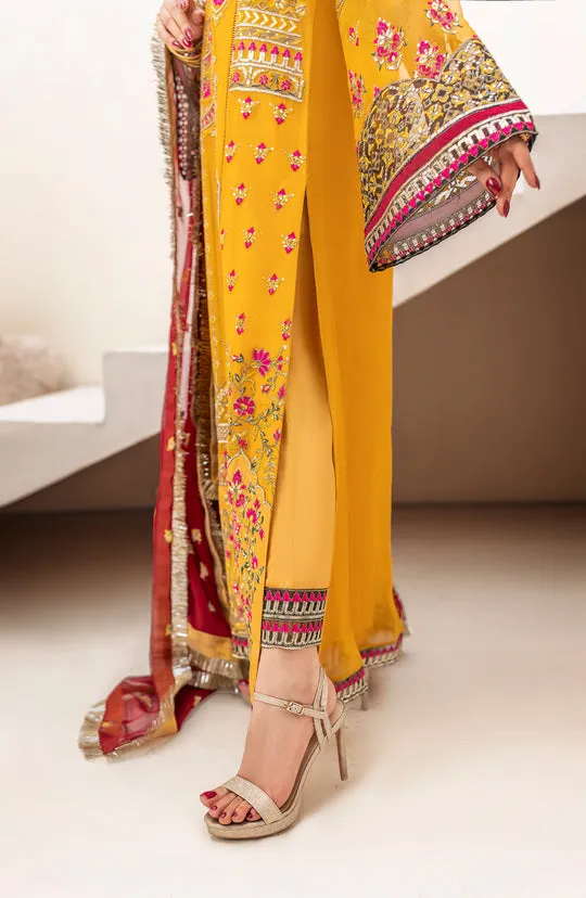 Candi Yellow Heavily Embellished Pakistani Kameez Wedding Dress