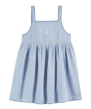 Chambray Heart Embroidered Dress