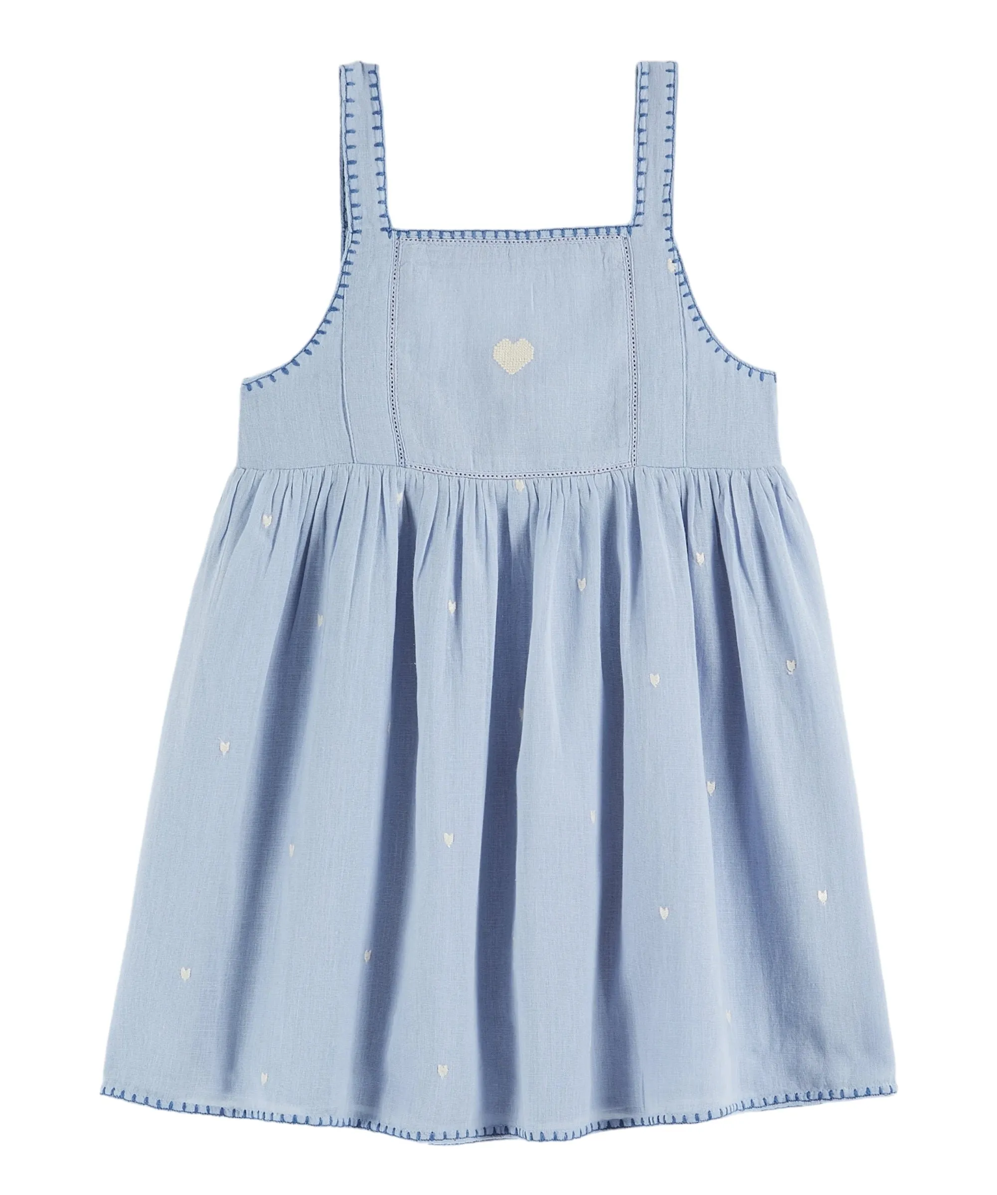 Chambray Heart Embroidered Dress