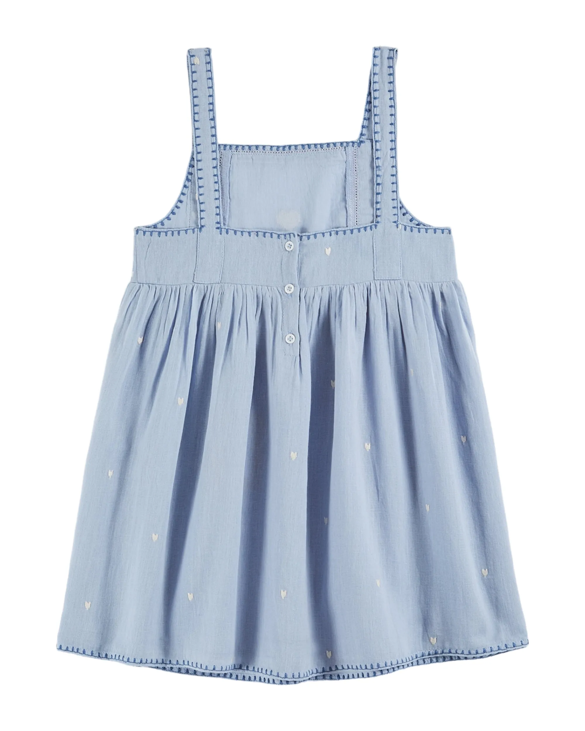 Chambray Heart Embroidered Dress