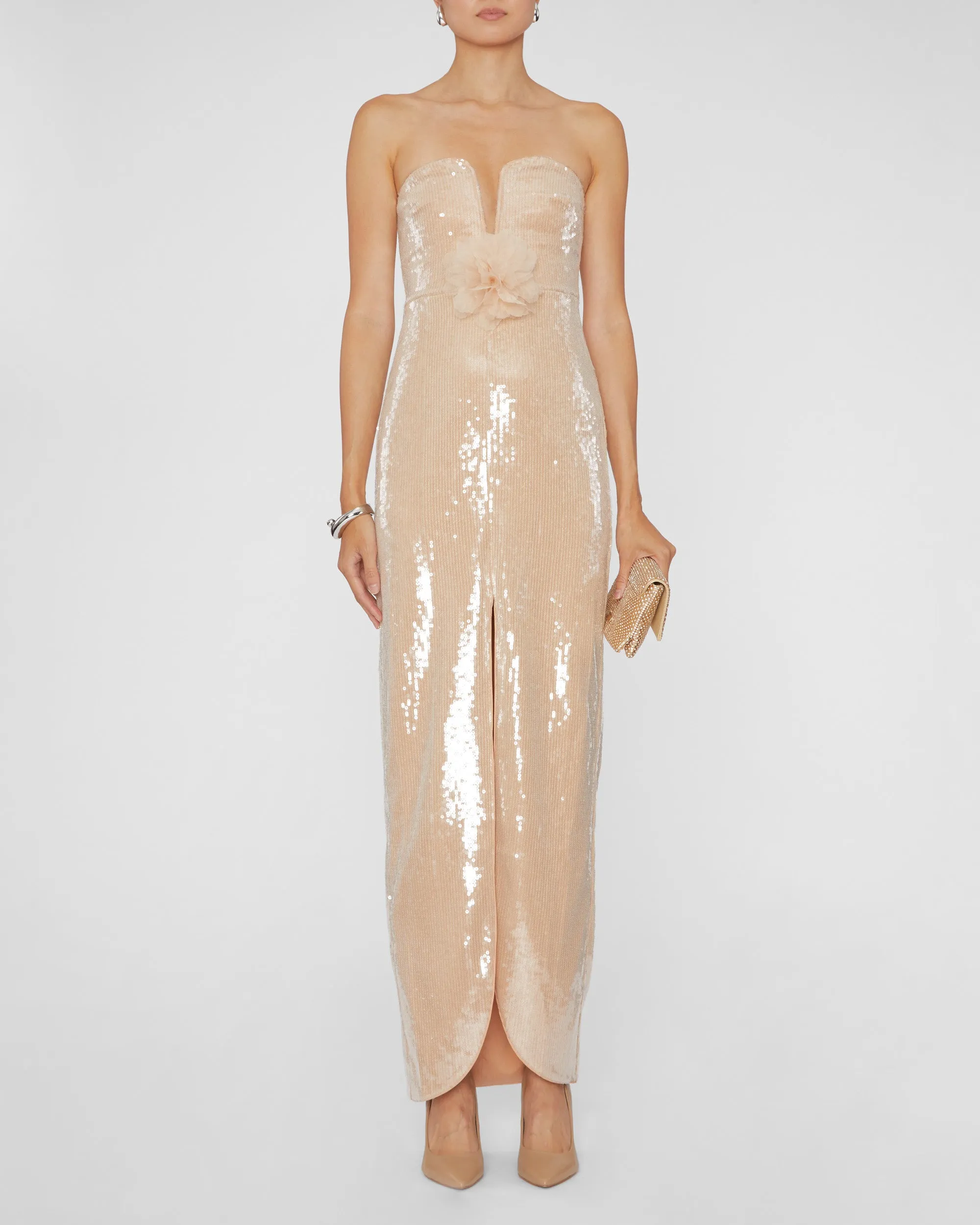 Champagne Sequin Maxi Dress