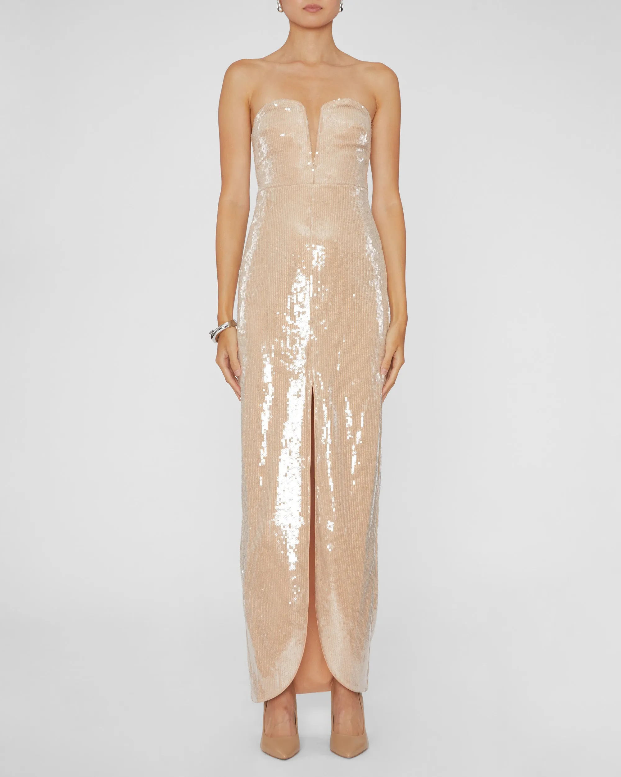 Champagne Sequin Maxi Dress
