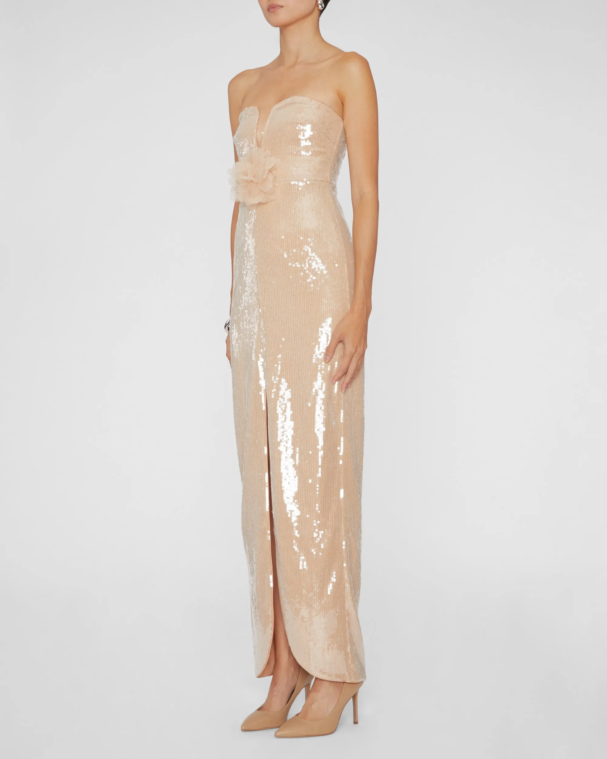 Champagne Sequin Maxi Dress