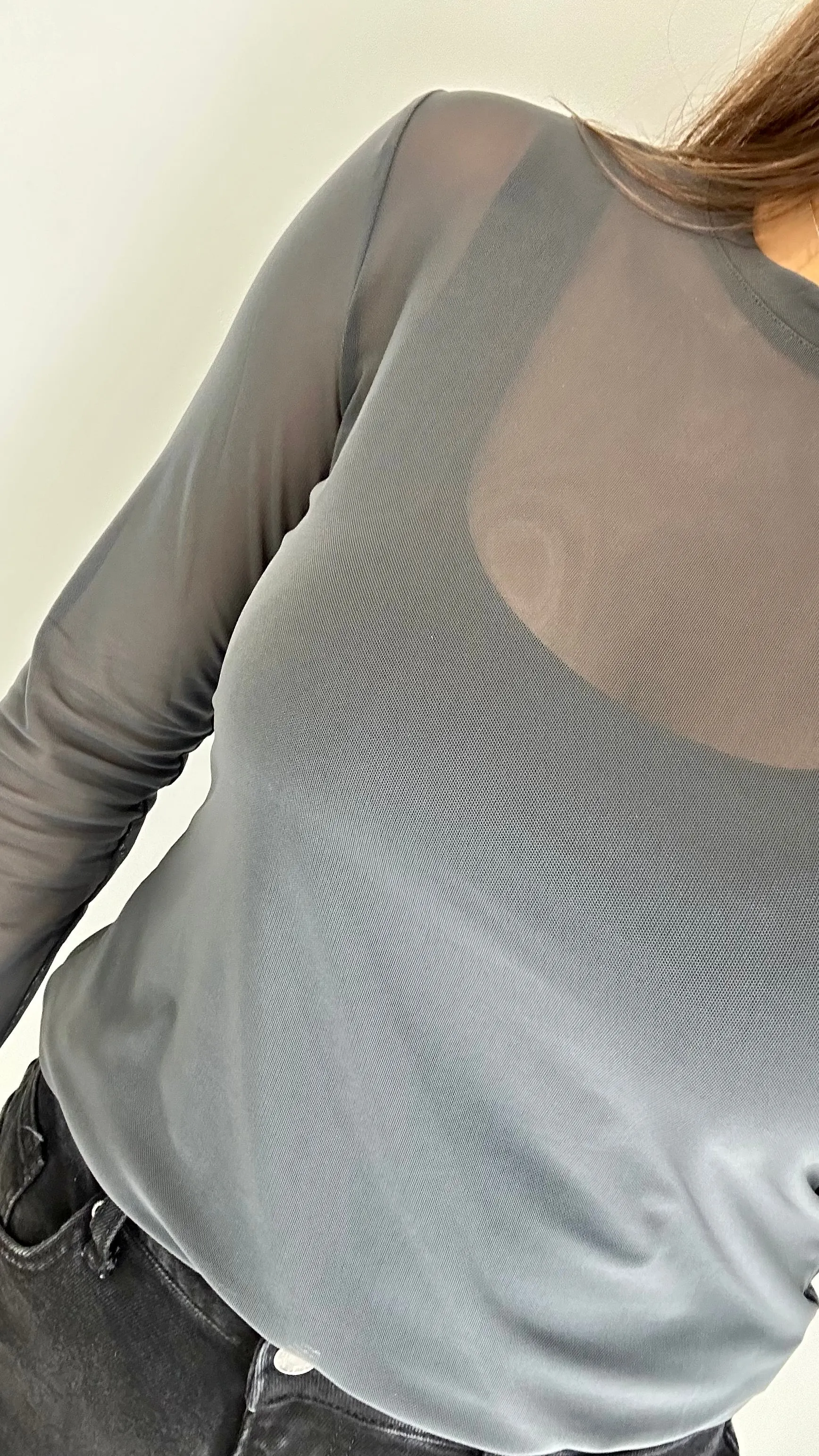 CHARCOAL SHEER TOP